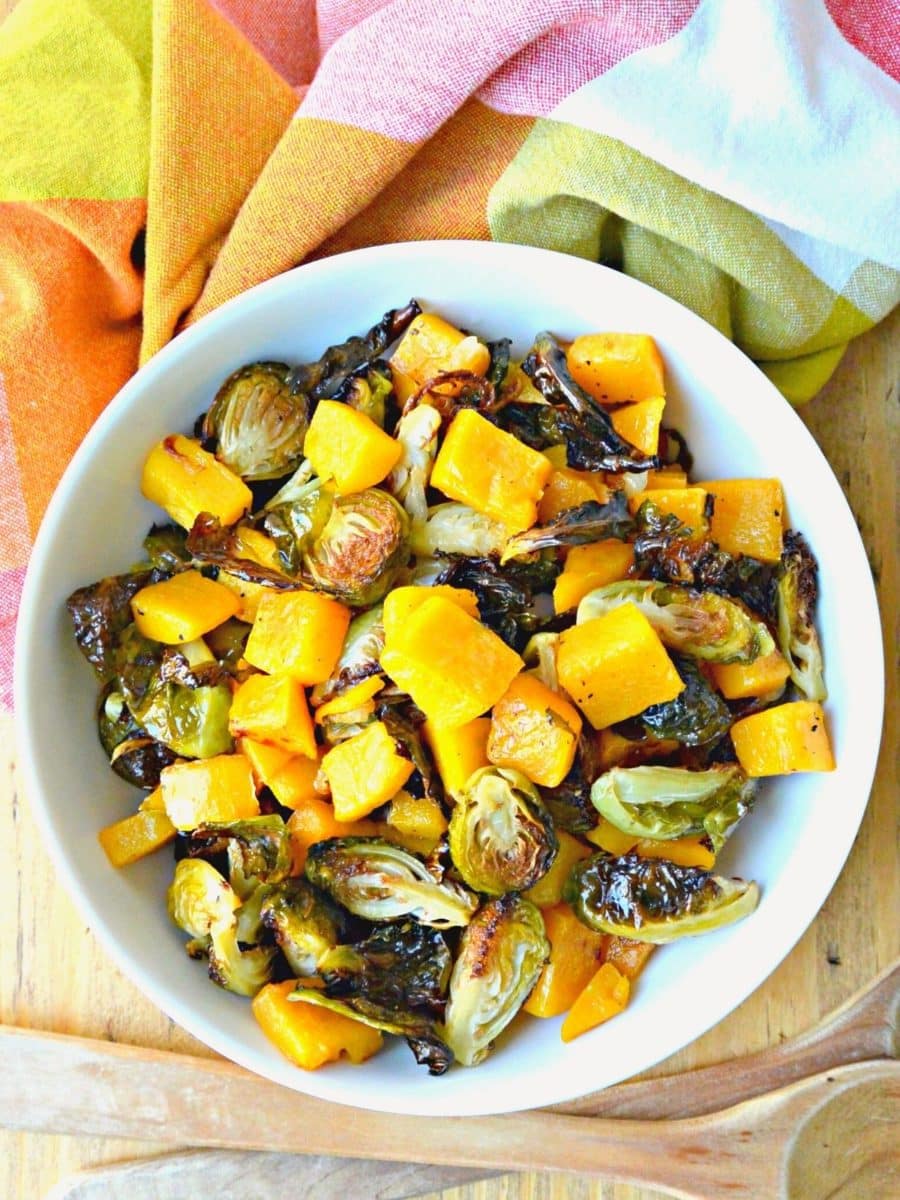 Roasted Butternut Squash and Brussels Sprouts Veggies Save The Day