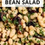 Bean salad with text overlay: Sun-Dried Tomato Cannellini Bean Salad.