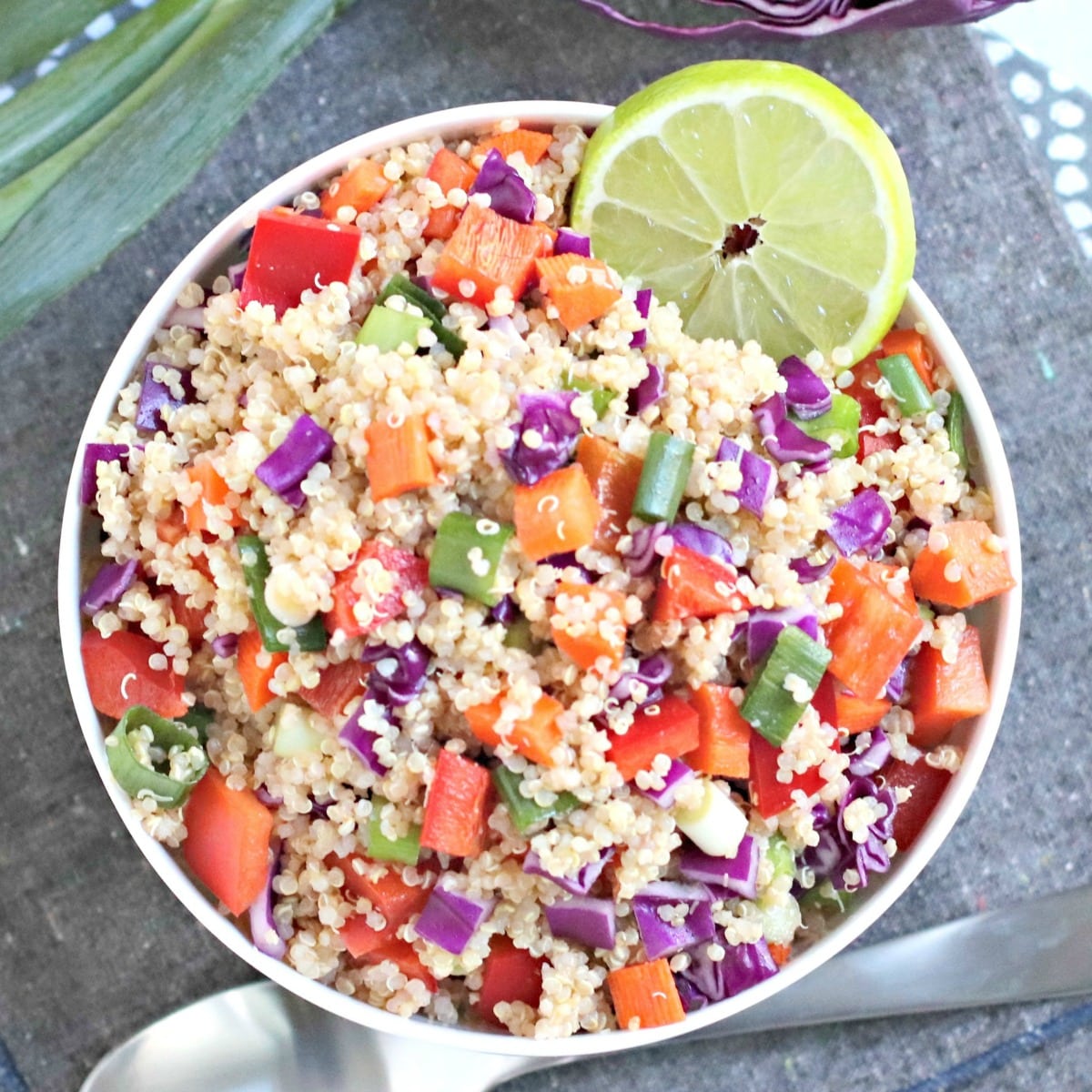 Vegan Rainbow Quinoa Salad - Veggies Save The Day