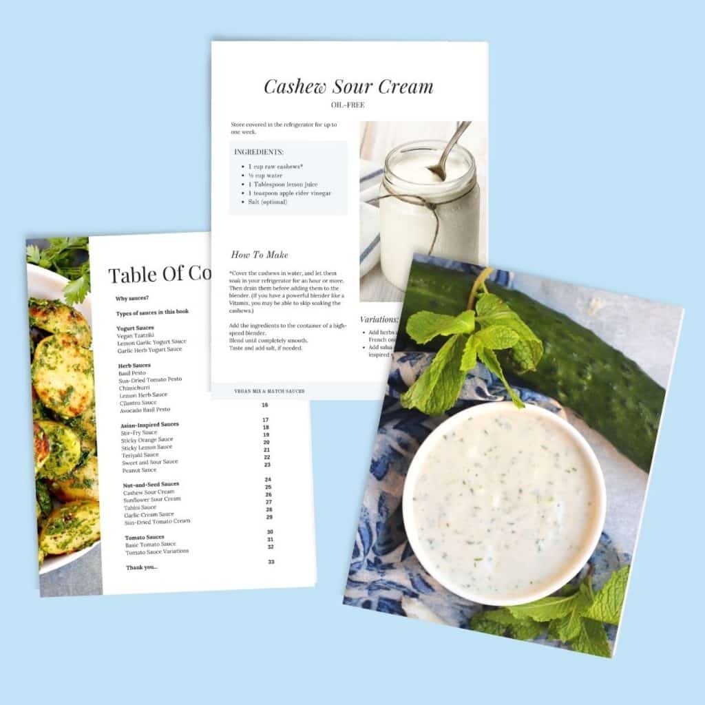 Sample pages from the eBook including the table of contents and a recipe
