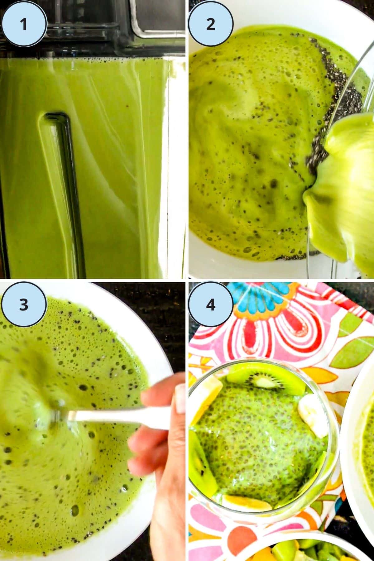 Collage of 4 images showing the steps for making this recipe