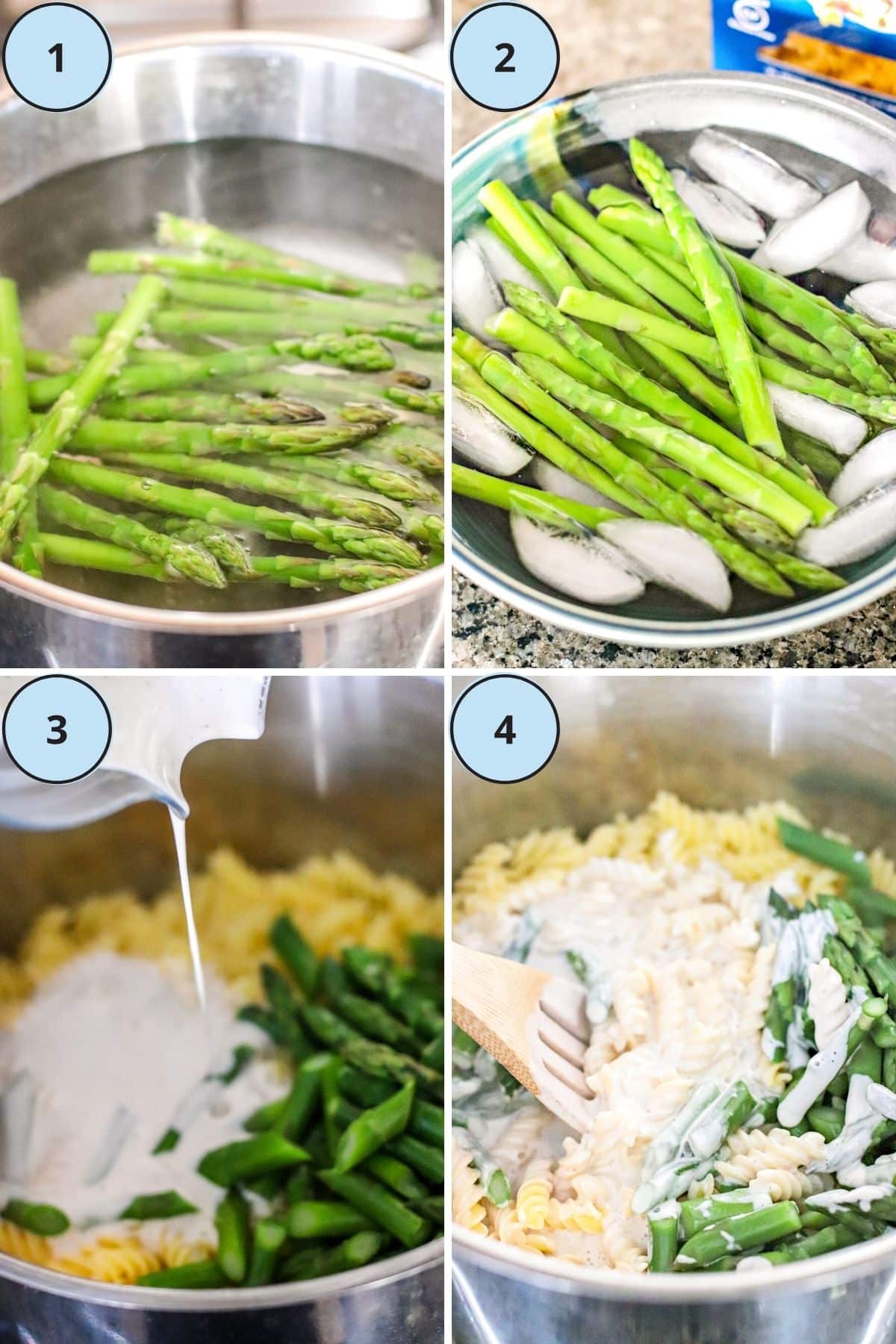Collage of 4 images demonstrating the steps for making this recipe