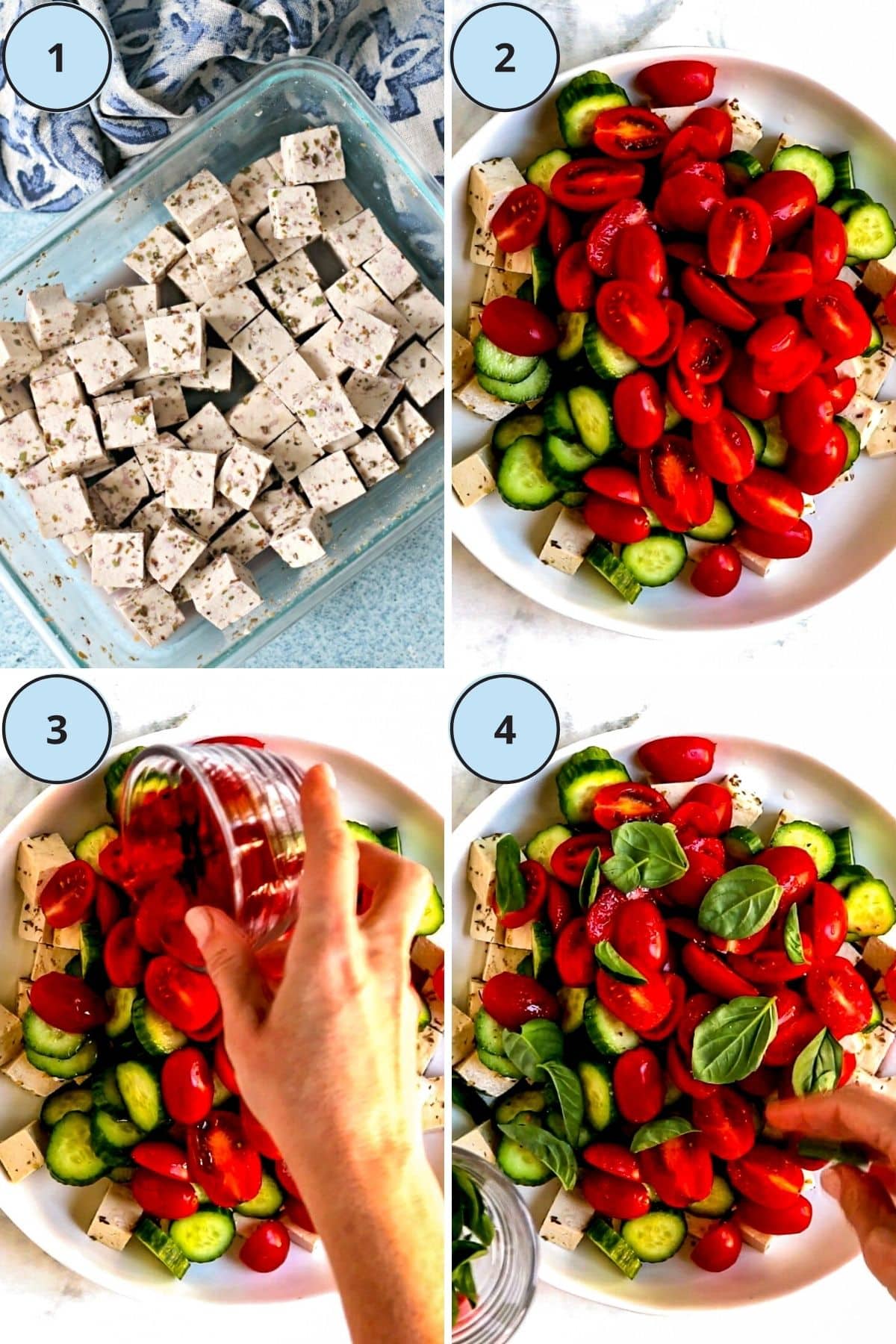 Collage of 4 numbered images showing the steps for making this recipe