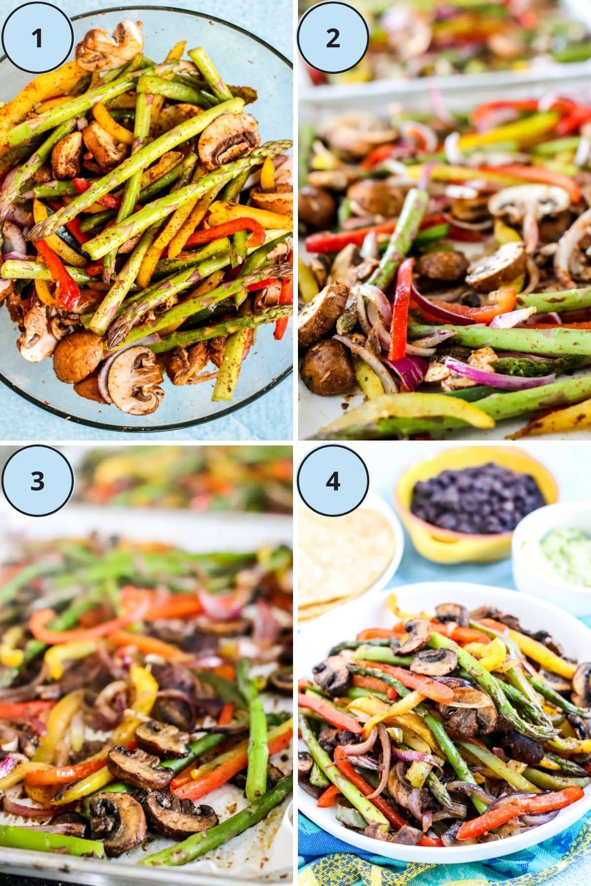 Collage of 4 images showing the step-by-step process for making this recipe