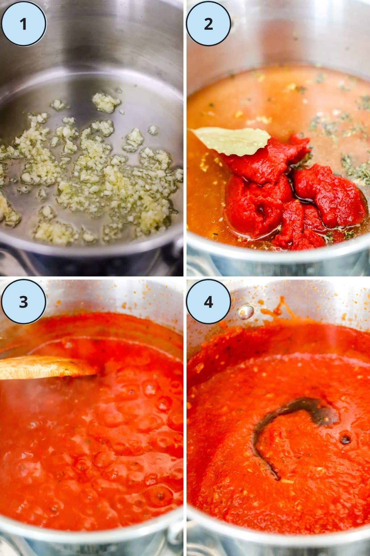 Collage of 4 process shots demonstrating the steps for how to make this recipe.