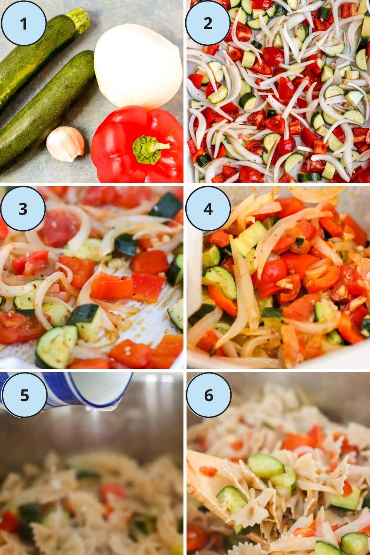 Collage of 6 images showing the steps for making this recipe