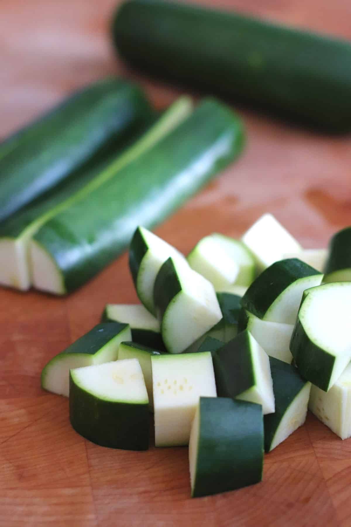 Image showing how to slice the zucchini for this recipe