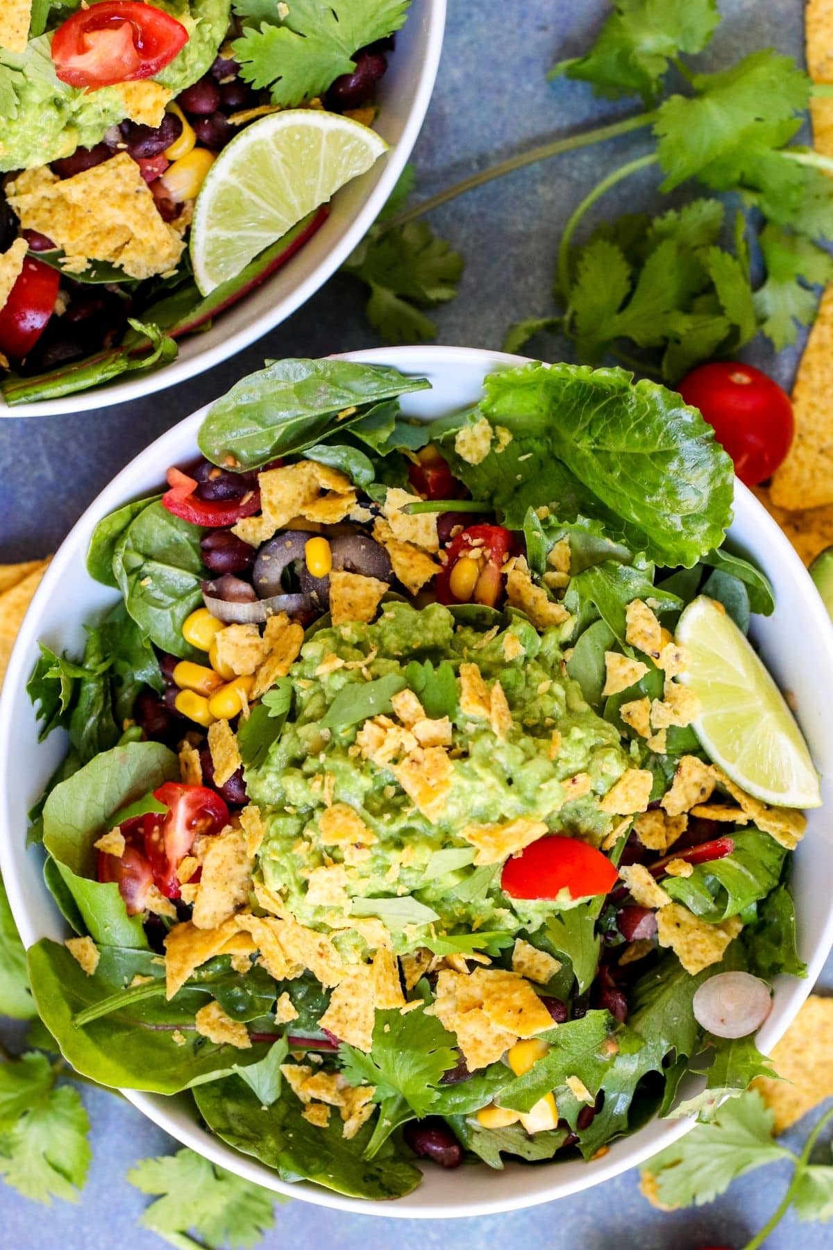 Overhead of bowl of Guacamole Salad 