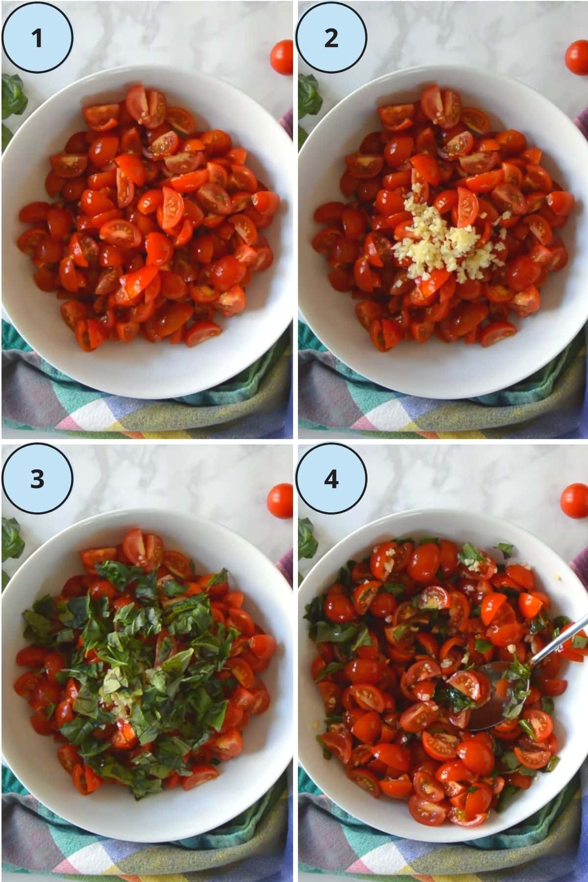 Collage of four images showing how to make this recipe