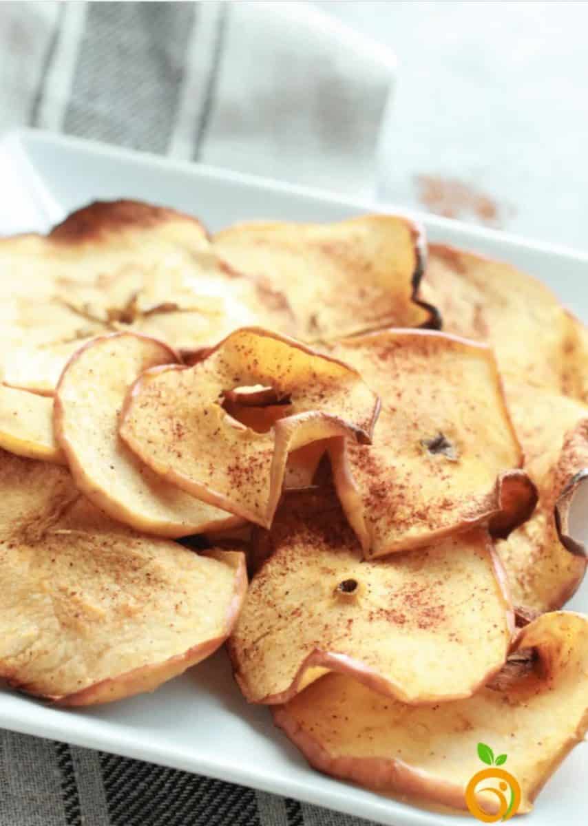 Platter of Apple Chips sprinkled with cinnamon