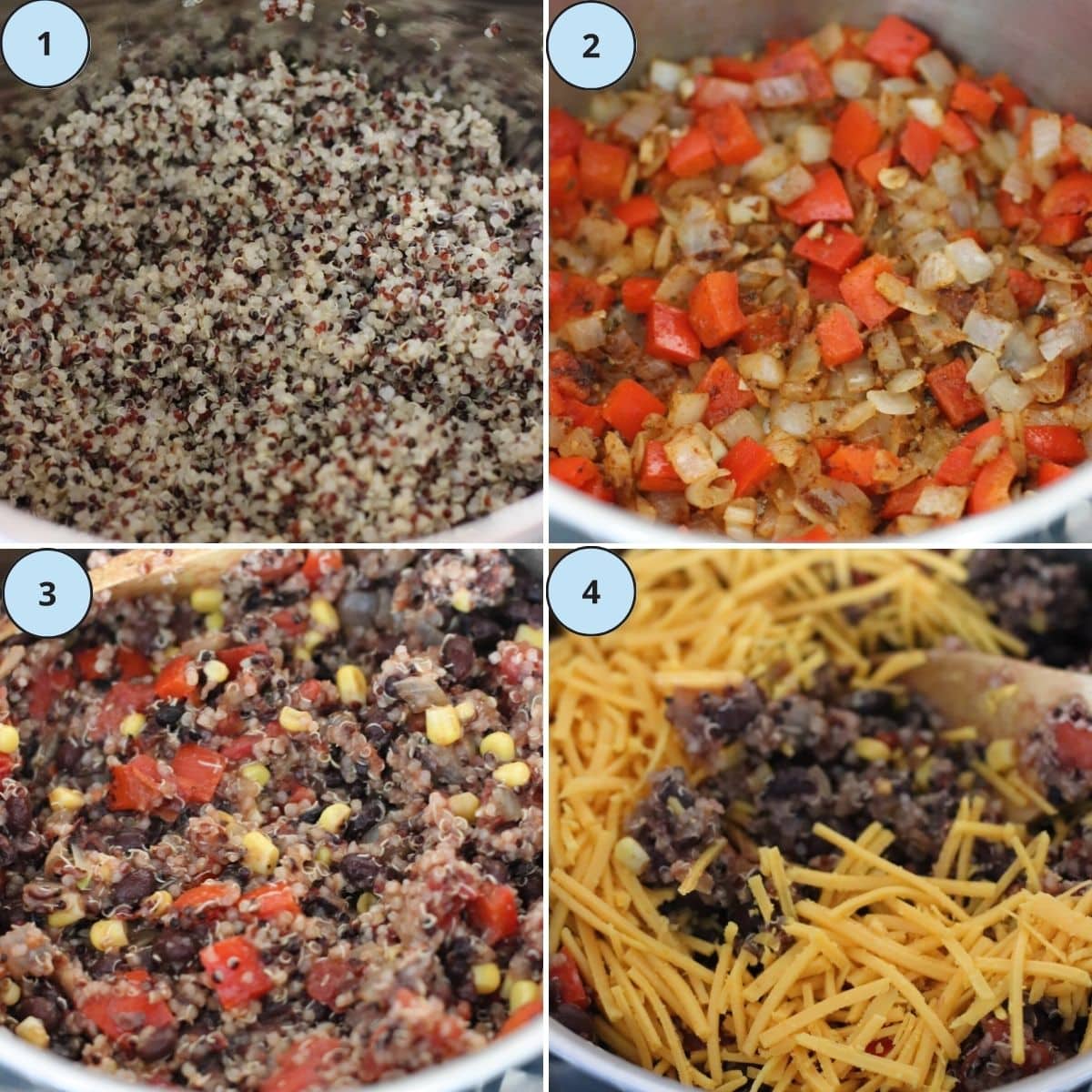 Collage of 4 images showing how to make this recipe