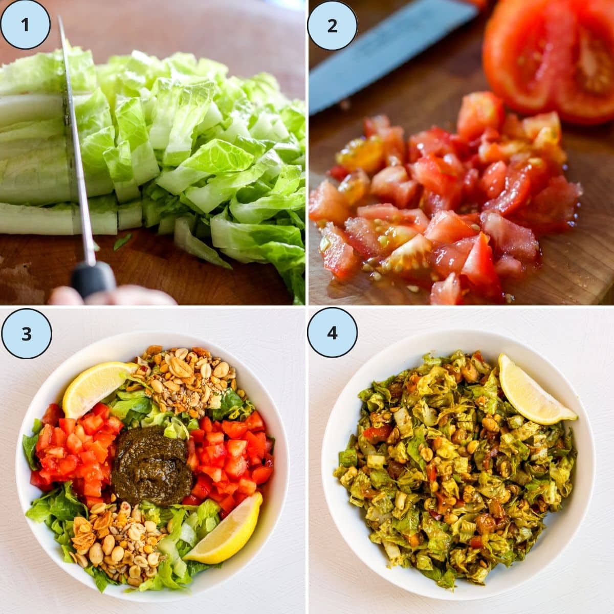 Collage of 4 numbered images showing how to make this recipe