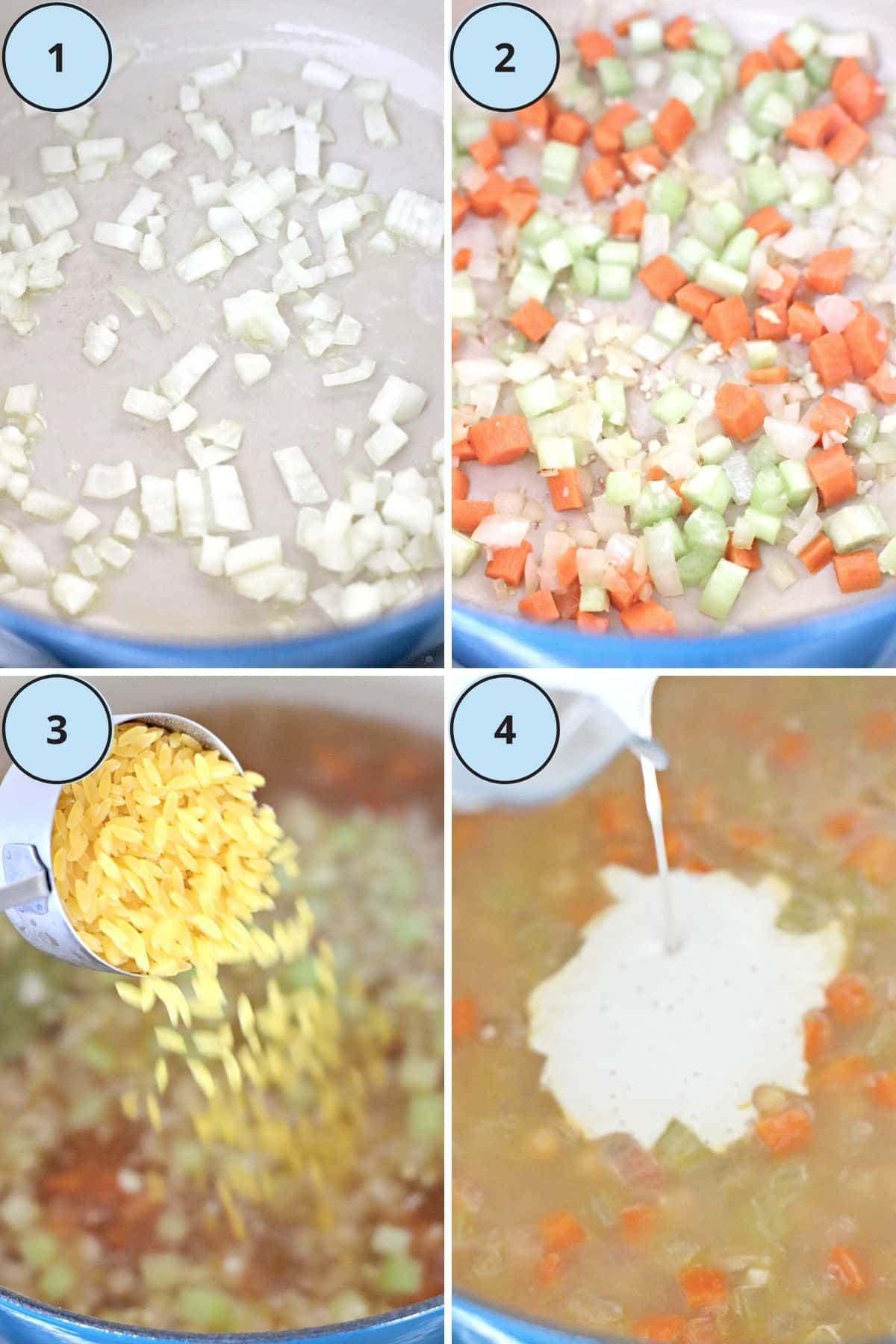 Collage of 4 images showing the steps for making this recipe