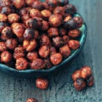 Seasoned chickpeas in a bowl.