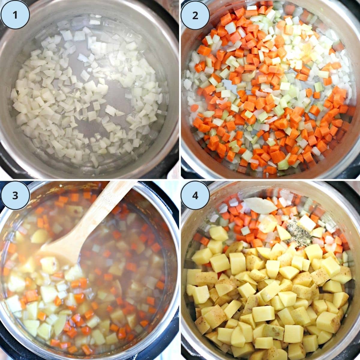 Collage of images showing steps 1 through 4 for making this recipe.