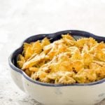 Bowl of bow tie pasta chips
