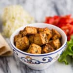Bowl seasoned tofu cubes