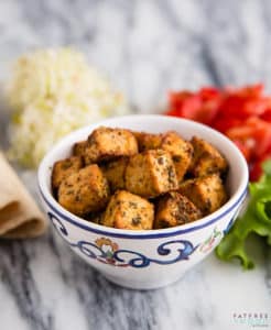 Bowl seasoned tofu cubes