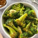 Bowl of air fried broccoli