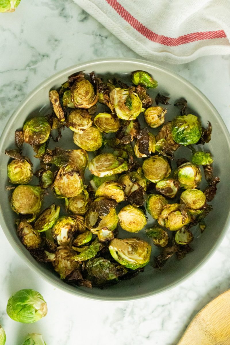 Bowl of browned Brusssels sprouts