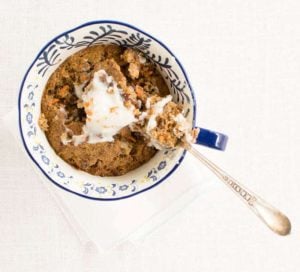 Mug cake with fork in it