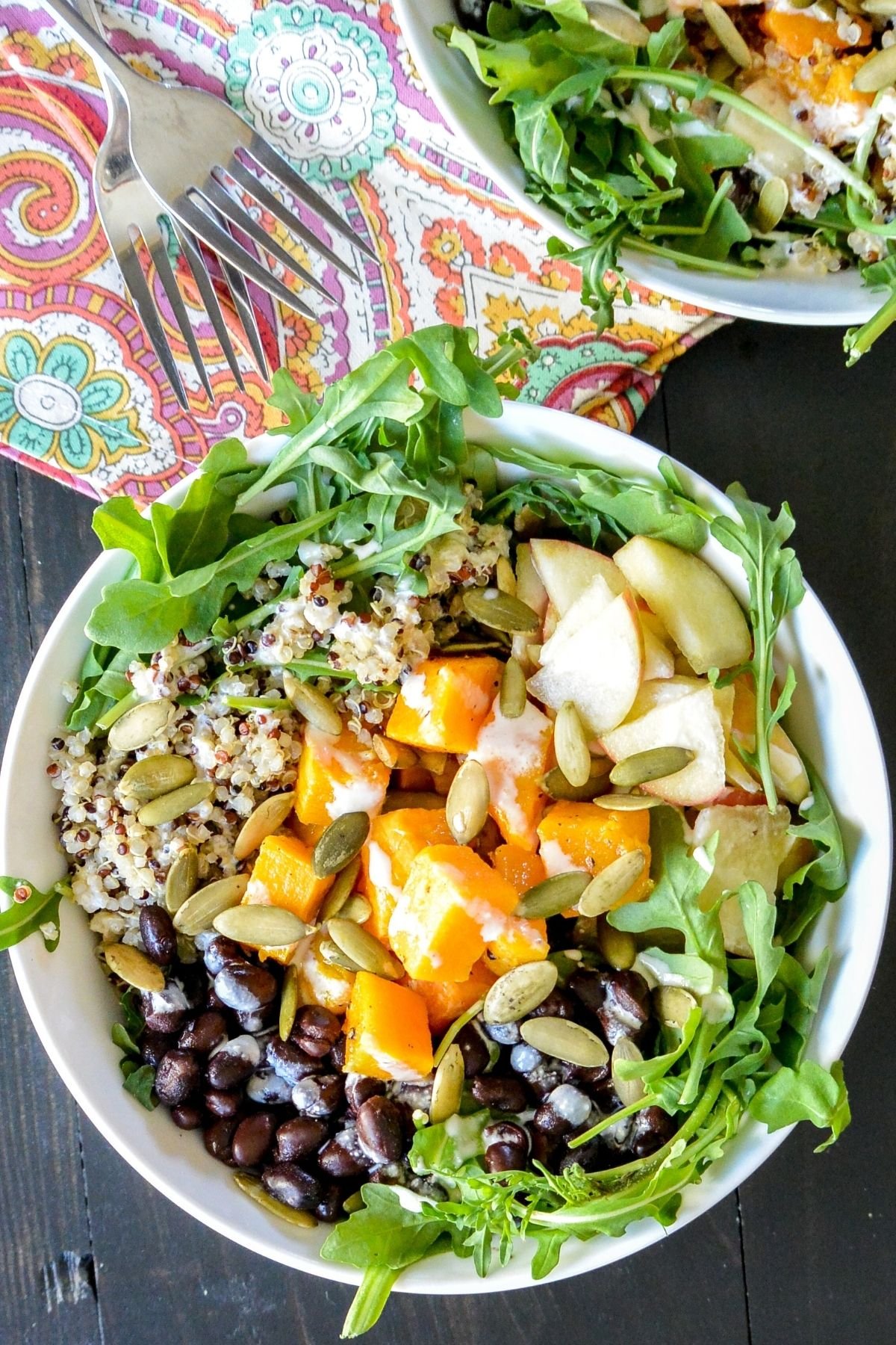 Veggie Buddha bowl ready to eat.