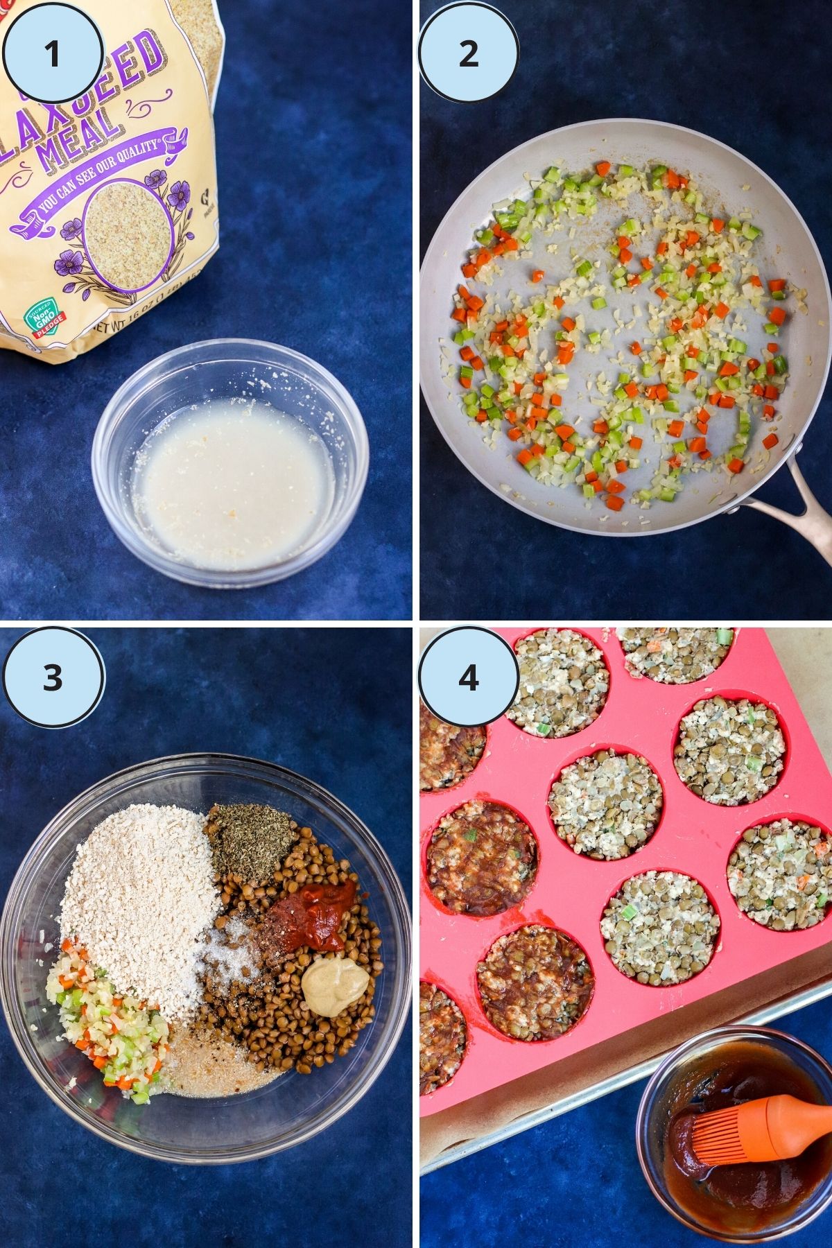 Collage of 4 numbered images showing how to prepare this recipe.