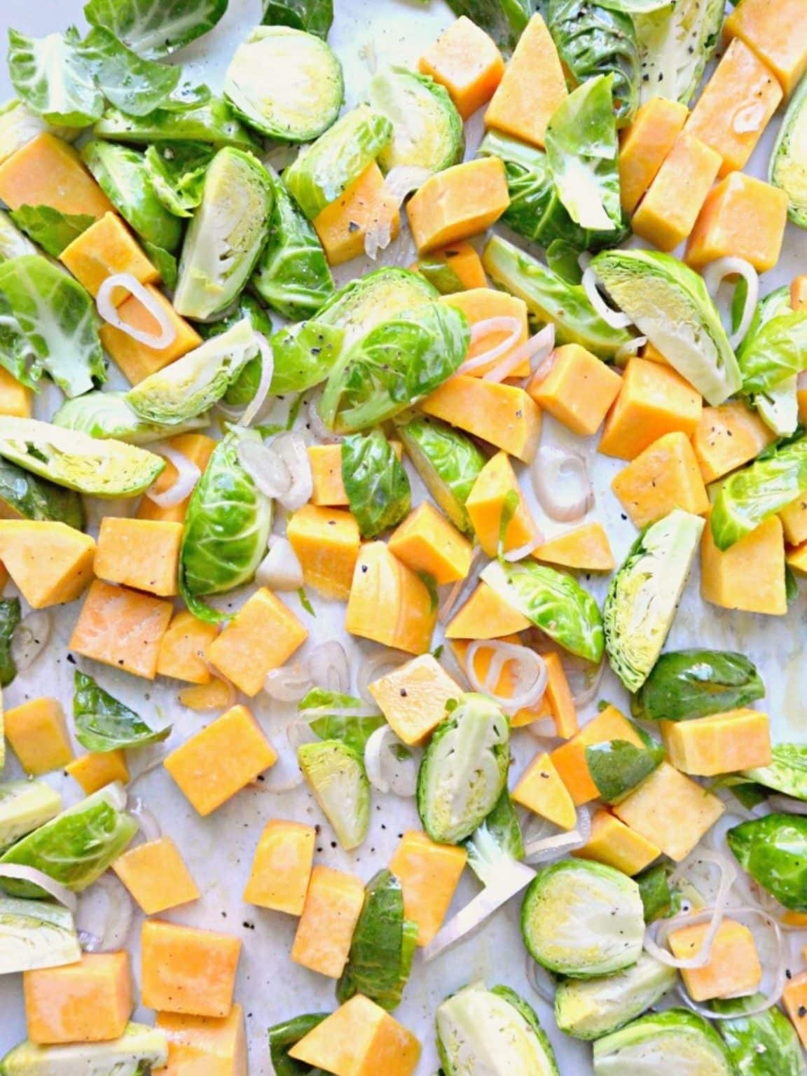 Roasted Butternut Squash and Brussels Sprouts Veggies Save The Day