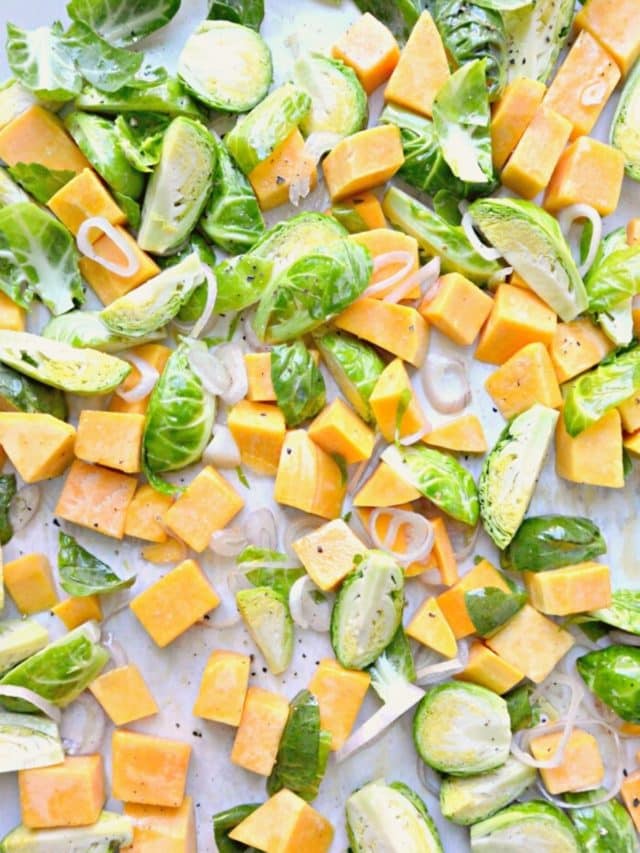 Roasted Butternut Squash and Brussels Sprouts Veggies Save The Day
