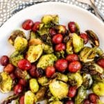 Bowl of Balsamic Brussels Sprouts and Grapes.