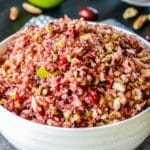 Close up of bowl of fresh relish.