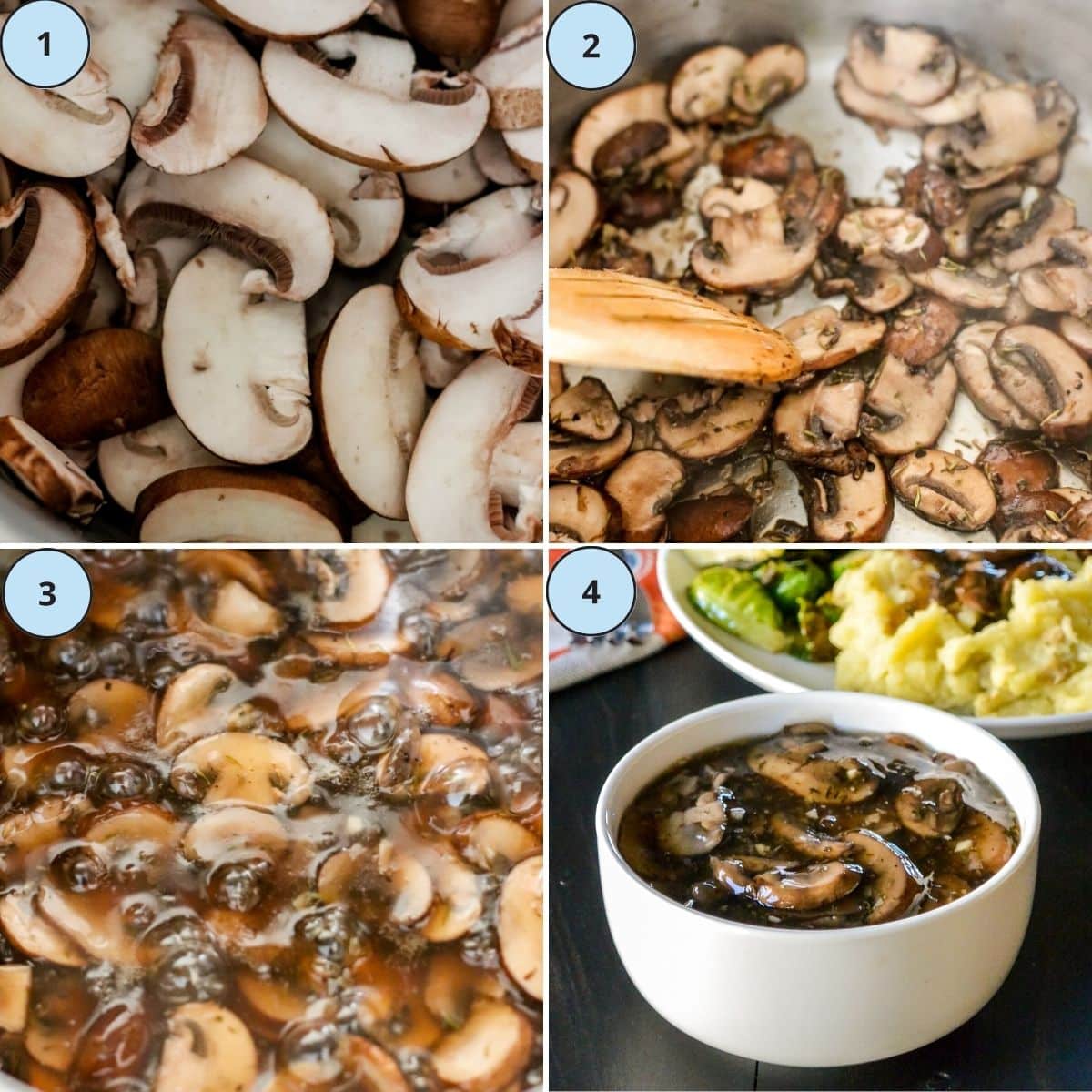 Collage of 4 numbered images showing how to make this recipe.