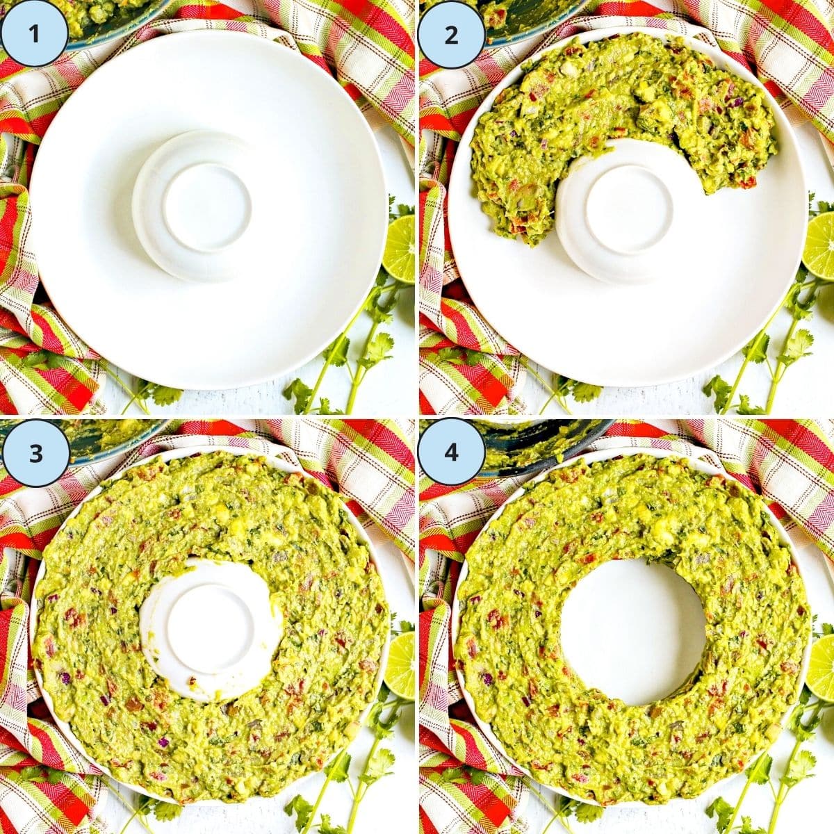 Collage of 4 numbered images showing how to make this recipe.