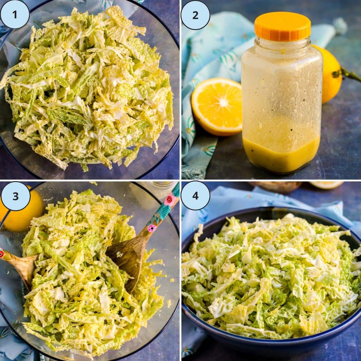 Collage of 4 numbered images showing how to make this recipe.