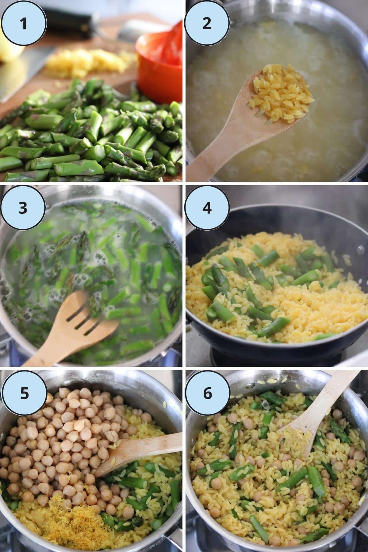 Collage of 6 numbered process photos showing how to make this recipe.