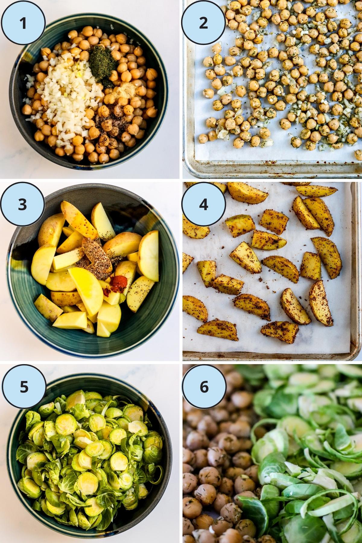Collage of 6 numbered images showing how to make this recipe.