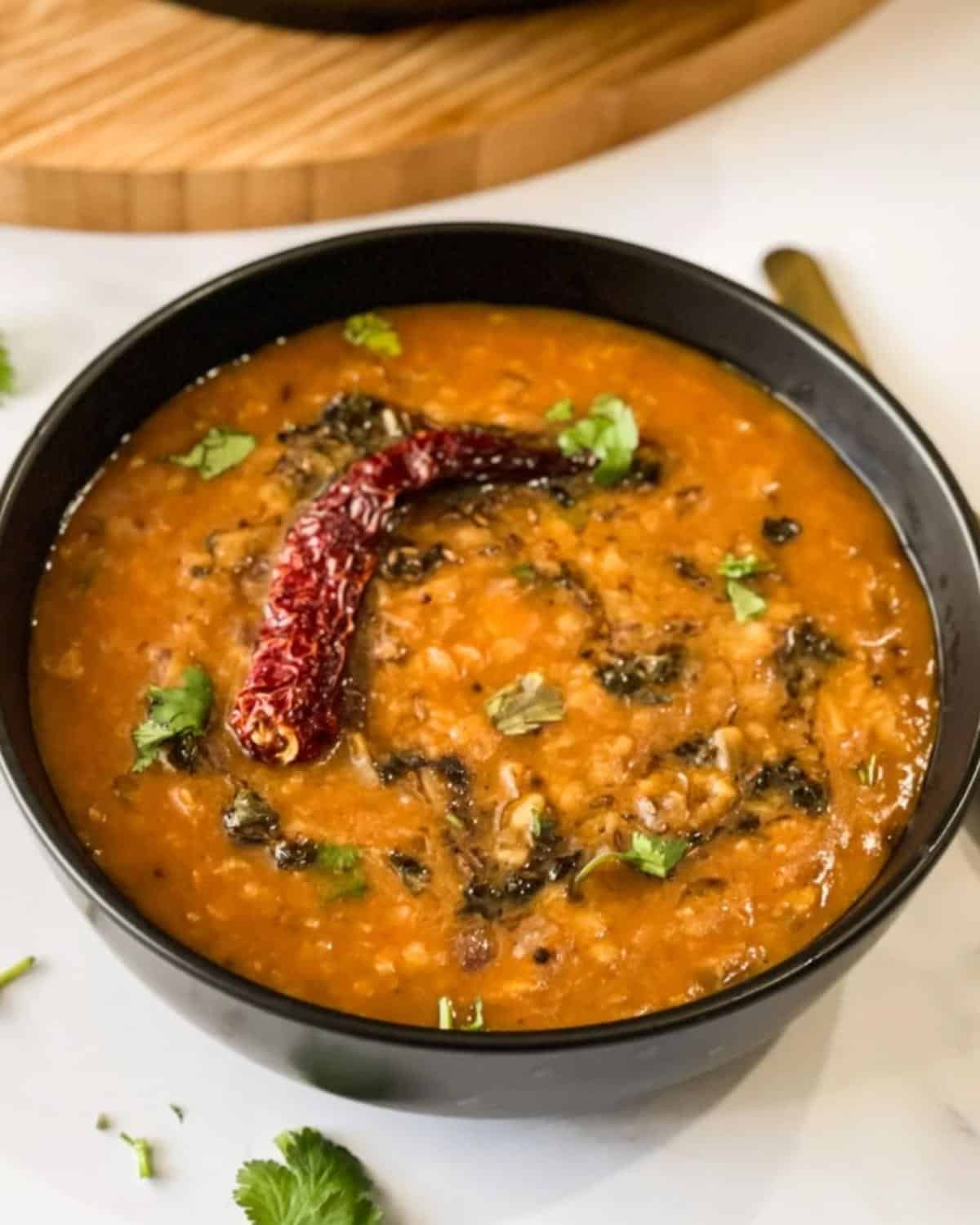 Bowl of dal tadka.