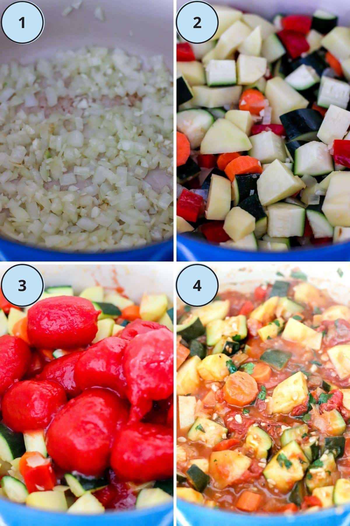 Collage of 4 numbered images showing how to make this recipe.