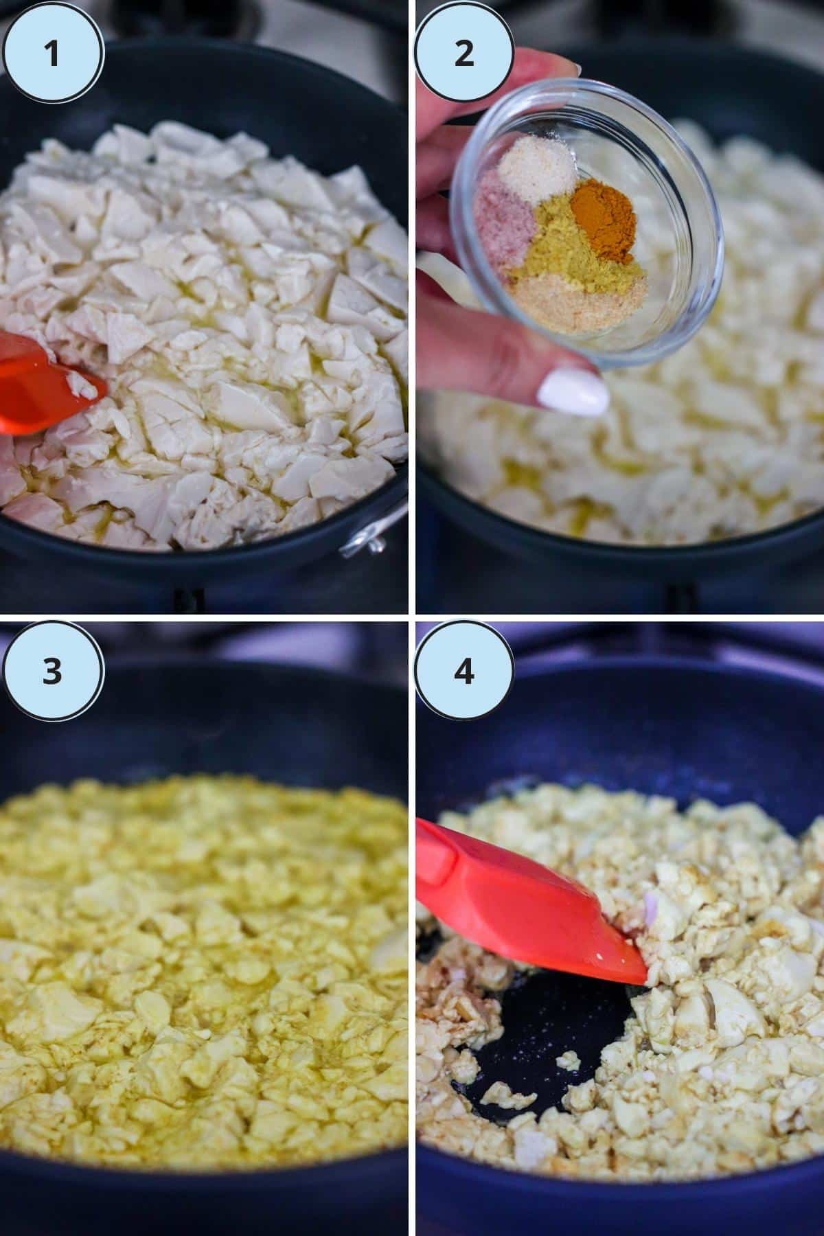 Collage of 4 numbered images showing how to make this recipe.