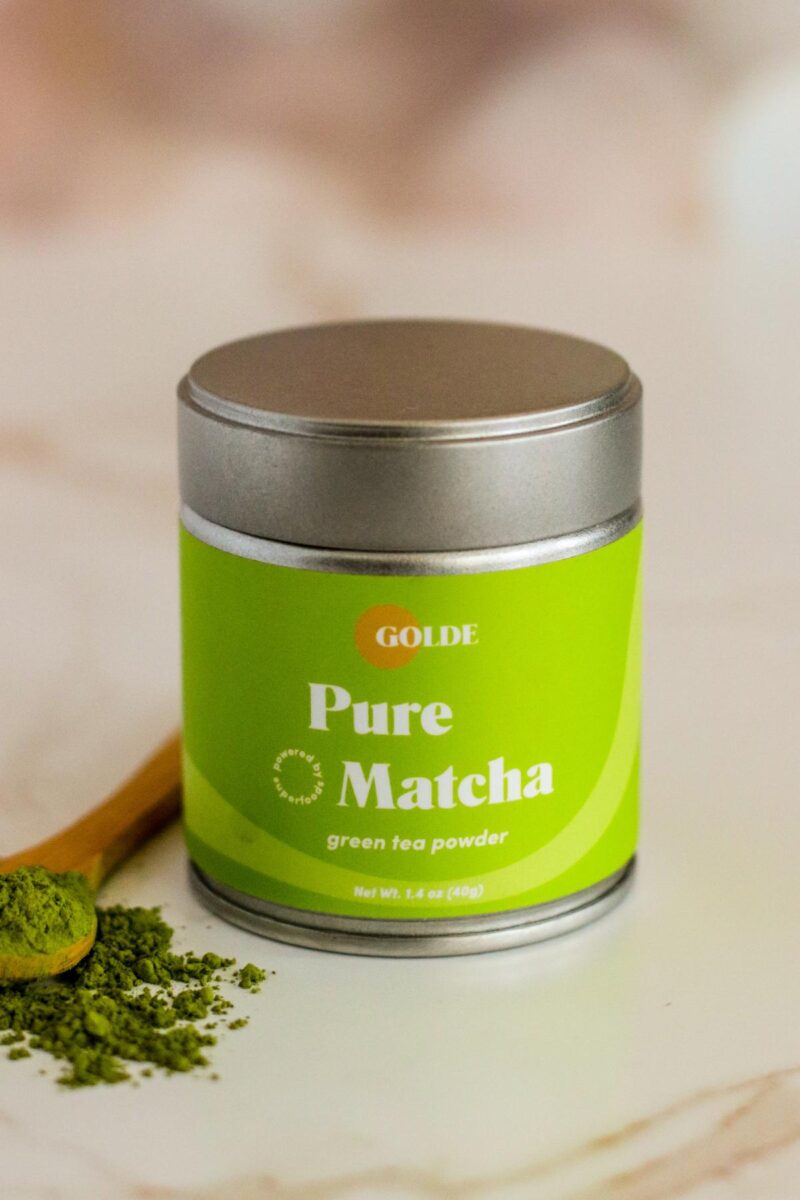 Golde Pure Matcha in a tin.