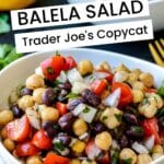 Bowls of bean salad with text overlay Balela Salad Trader Joe's Copycat.