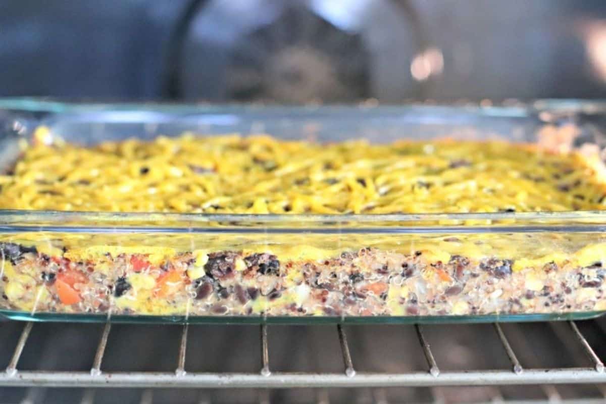 Casserole dish in the oven.