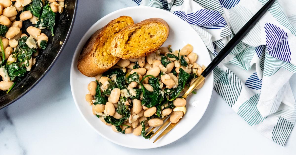 Sauteed Spinach and White Beans