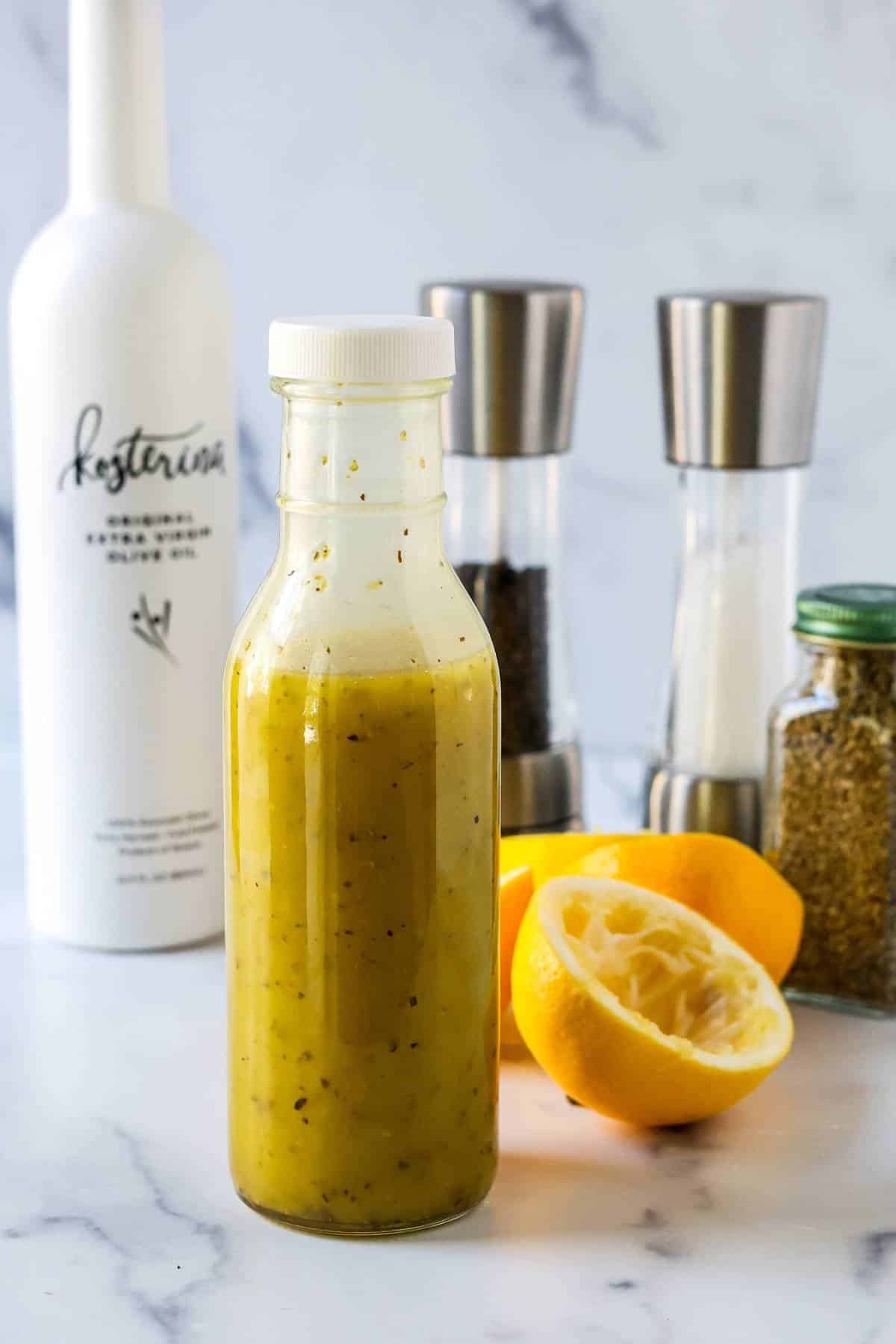 The ingredients added to a jar and shaken to combine.
